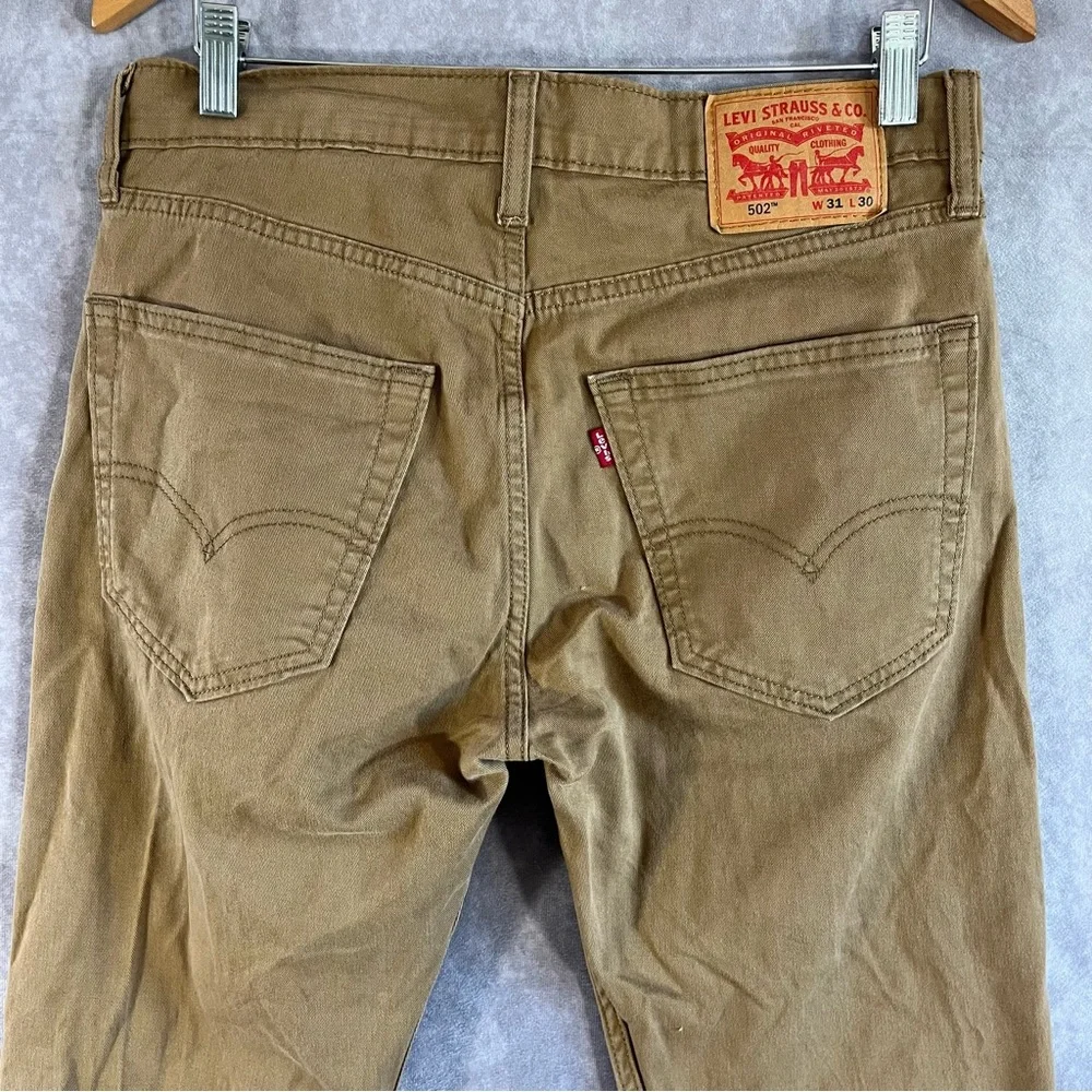 Levi's 502 Jeans Men‎ 31x30 Tab Beige Tapered Pants Stretch Cotton Casual Modern